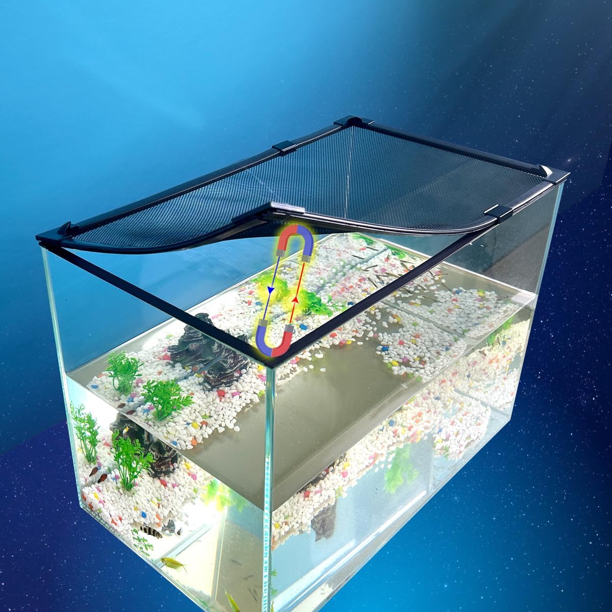 Acuario JOOFAN con red magnética antisalto personalizable